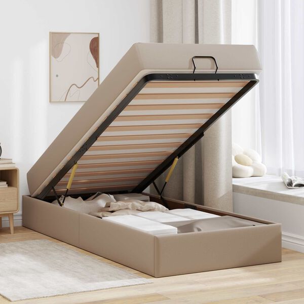 vidaXL Bettgestell mit Matratze mit Matratze 2 pcs Hellbraun PVC
