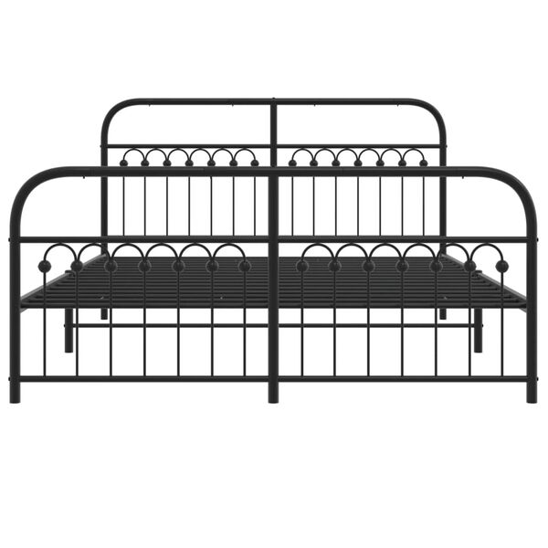 vidaXL Metallbett ohne Matratze mit Fu&szlig;teil Schwarz 160x200 cm