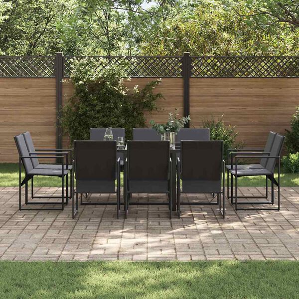 vidaXL Garten Essgruppe 11 pcs Schwarz Stahl