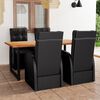 vidaXL 5-tlg. Garten-Essgruppe mit Kissen Poly Rattan Schwarz