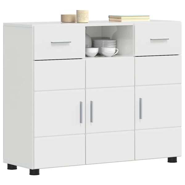 vidaXL Holzschrank Hochglanz Wei&szlig; 88,5 x 30,5 x 73 cm Holzwerkstoff