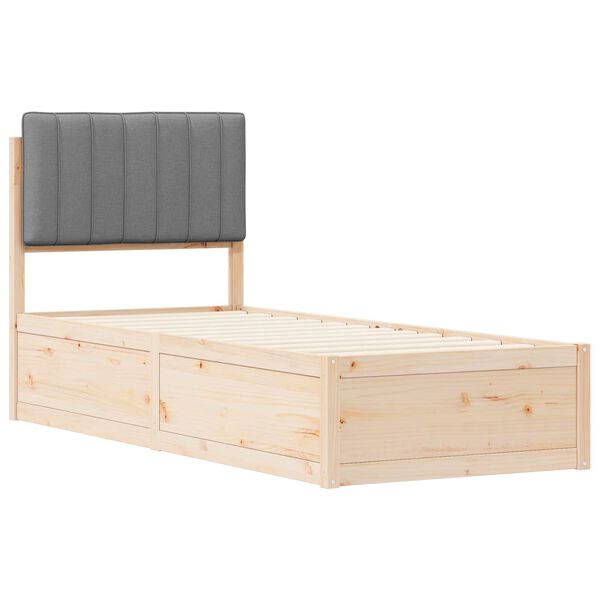 vidaXL Bettgestell mit gepolstertem Kopfteil Hellgrau 75 x 190 cm