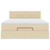 vidaXL Ottomane Bett mit Matratze & LEDs Creme 140x190 cm Stoff