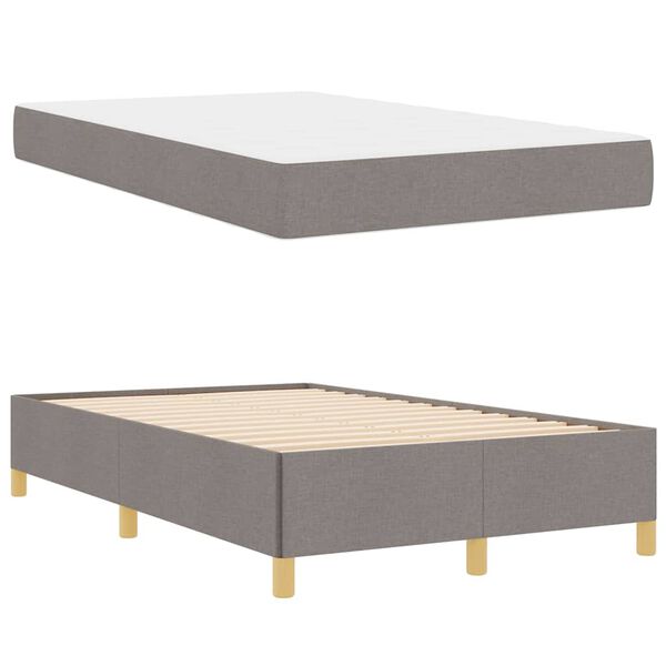 vidaXL Bettrahmen mit Matratze Taupe 120 x 190 cm Stoff