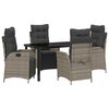 vidaXL Garten Essgruppe mit Kissen 5 pcs Grau Poly-Rattan