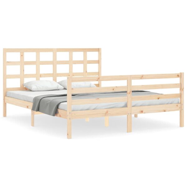 vidaXL Massivholzbett mit Kopfteil 160x200 cm