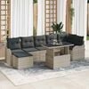 vidaXL Garten-Sofa-Set mit Kissen 8 pcs Hellgrau Poly Rattan