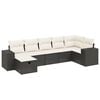 vidaXL 7-tlg. Garten-Sofagarnitur mit Kissen Schwarz Poly Rattan