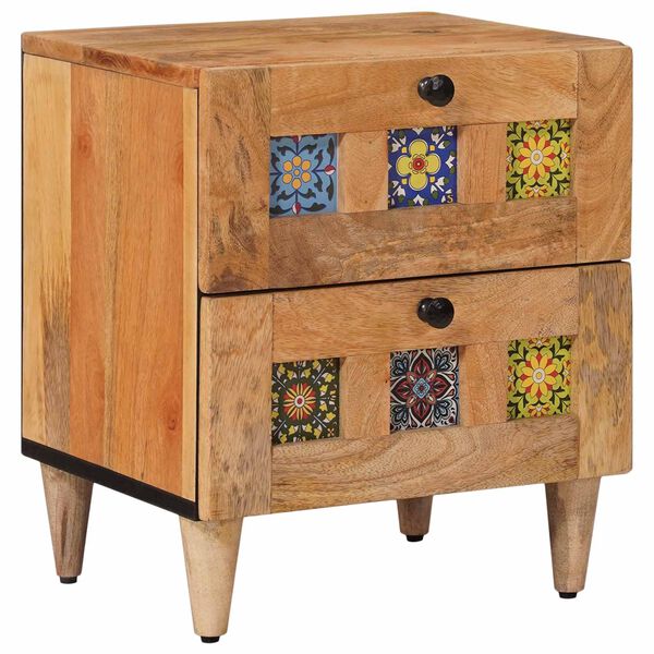 vidaXL Nachttisch Natur 40 x 33,5 x 46 cm Massivholz Mango