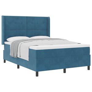 vidaXL Boxspringbett mit Kopfteil Blau 160 x 200 cm Samt
