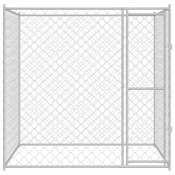 vidaXL Hundek&auml;fig Silber 200 x 200 x 200 cm Verzinkter Stahl