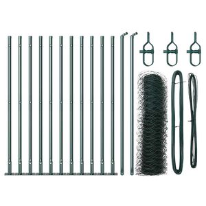 vidaXL Sechseckzaun mit Betonsockel 25 x 0,6 m PVC-beschichteter Stahl
