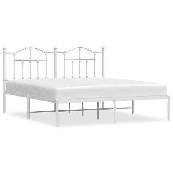 vidaXL Bettgestell mit Kopfteil Metall Wei&szlig; 160x200 cm
