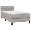 vidaXL Boxspringbett mit Matratze & LED Hellgrau 100x200 cm Stoff
