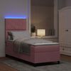 vidaXL LED Boxspringbett mit Matratze Rosa 80 x 200 cm Stoff