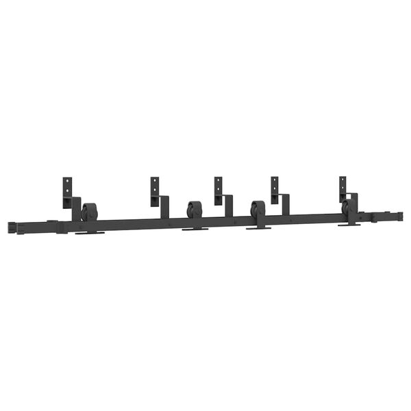 vidaXL Schiebet&uuml;rbeschlag-Set 200 cm Stahl Schwarz