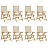 vidaXL Gartenstuhl Verstellbar 8 Stk. Beige Poly Rattan Massivholz