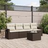 vidaXL 5-tlg. Garten-Sofagarnitur mit Kissen Braun Poly Rattan