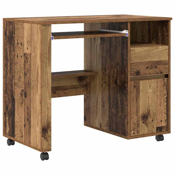 vidaXL Tisch mit R&auml;dern Mit Rad Altholz 91 x 50 x 77 cm Holzwerkstoff