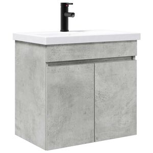 vidaXL Badezimmer Waschtischunterschrank mit Wasserhahn Betongrau