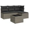 vidaXL 5-tlg. Garten-Sofagarnitur mit Kissen Grau Poly Rattan