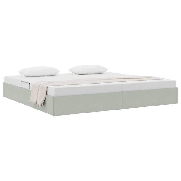 vidaXL Aufbewahrungsbett mit Matratze Hellgrau 200 x 200 cm Samt
