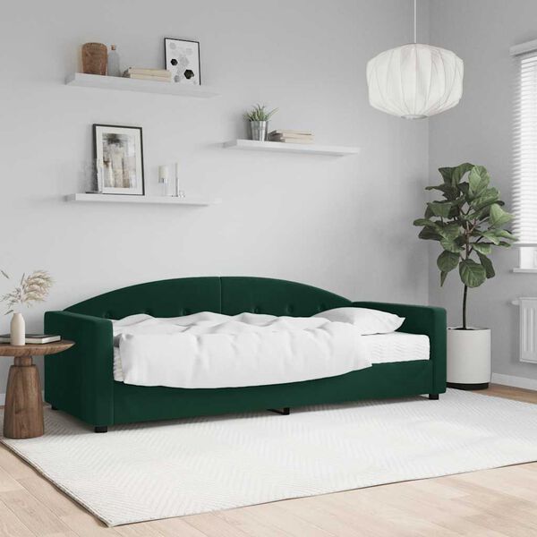 vidaXL Tagesbett mit Matratze Dunkelgr&uuml;n 80x200 cm Samt