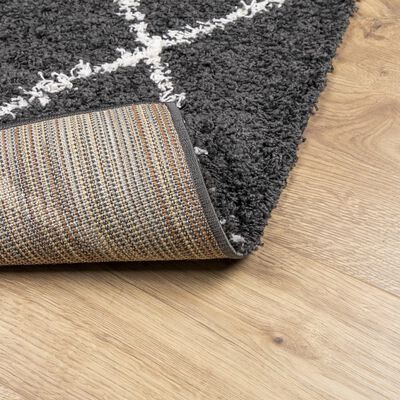 vidaXL Teppich Shaggy Hochflor Modern Schwarz und Creme 200x280 cm