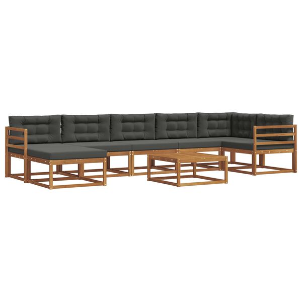 vidaXL Outdoor-Sofagarnitur mit Kissen 8 pcs Natur und Anthrazit