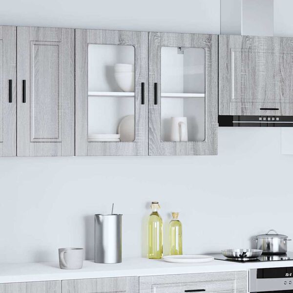 vidaXL K&uuml;chen-H&auml;ngeschrank mit Glast&uuml;r Porto Grau Sonoma