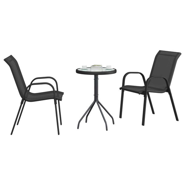 vidaXL Garten Bistro Set 3 pcs Schwarz Stahl