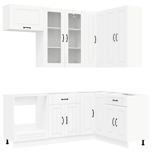 vidaXL K&uuml;cheneinheit KALMAR 8 stk. Wei&szlig; Holzwerkstoff