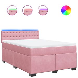 vidaXL Boxspringbett mit Matratze Rosa 140x200 cm Samt