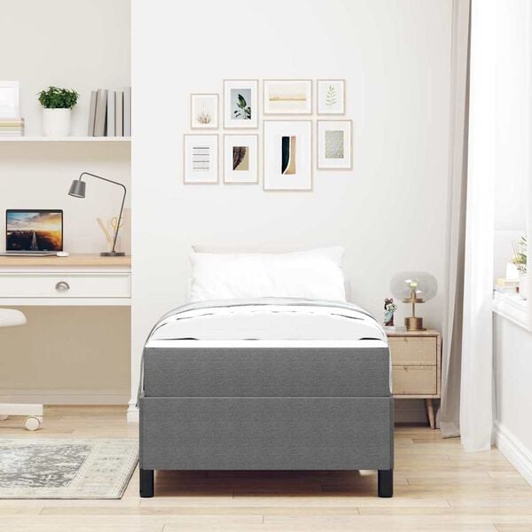 vidaXL Bettrahmen mit Matratze Hellgrau 100 x 200 cm Stoff