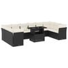 vidaXL 11-tlg. Garten-Sofagarnitur mit Kissen Schwarz Poly Rattan