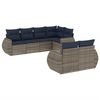 vidaXL 7-teiliges Gartensofa-Set mit Kissen, grau, Polyrattan