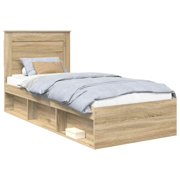 vidaXL Bettrahmen Sonoma-Eiche 75 x 190 cm Massives Kiefernholz