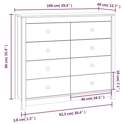 vidaXL Beistellschrank Honigbraun 100x40x90 cm Massivholz Kiefer