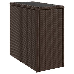 vidaXL Garten-Beistelltisch mit Glasplatte Braun 58x27,5x55 cm Rattan
