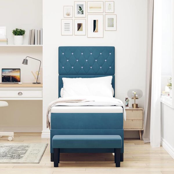 vidaXL Boxspringbett mit Matratze Dunkelblau 80 x 200 cm Samt