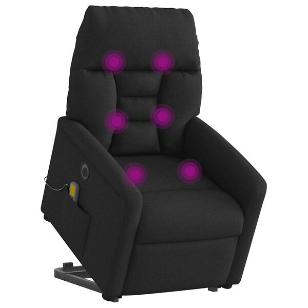 vidaXL Elektrischer Massagesessel mit Aufstehhilfe Schwarz Stoff