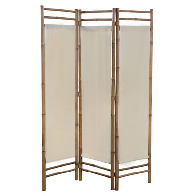 vidaXL 3-teiliger Faltbarer Raumteiler Bambus und Leinwand 120 cm