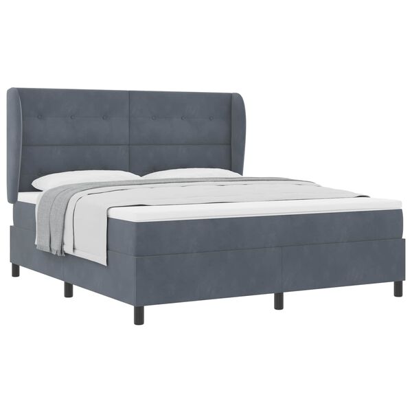 vidaXL Boxspringbett mit Matratze Dunkelgrau 200 x 180 cm Polyester