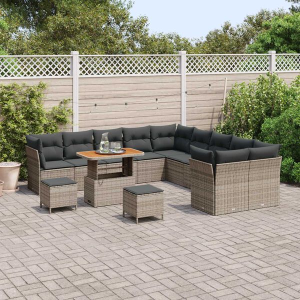 vidaXL Garten-Sofa-Set 13 pcs Grau Poly-Rattan