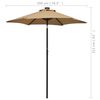 vidaXL Sonnenschirm mit LED-Beleuchtung Taupe 200x211 cm Alu