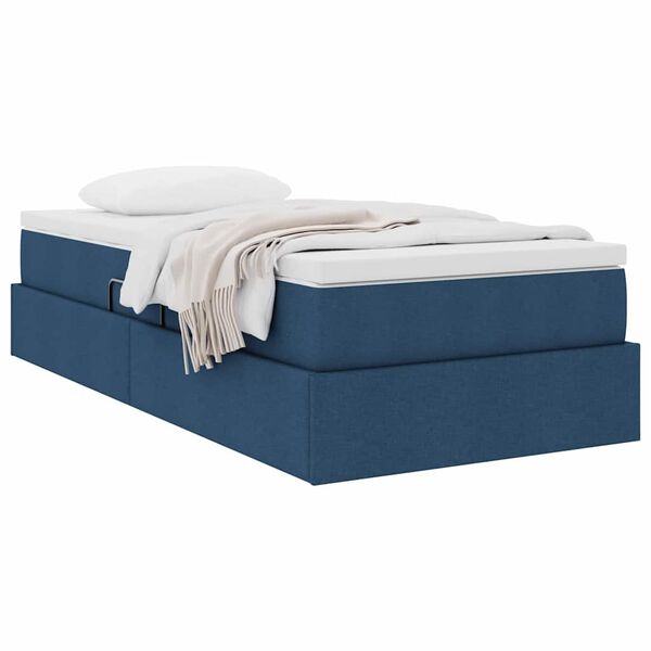 vidaXL Aufbewahrungsbett mit Matratze Blau 90 x 200 cm Polyester