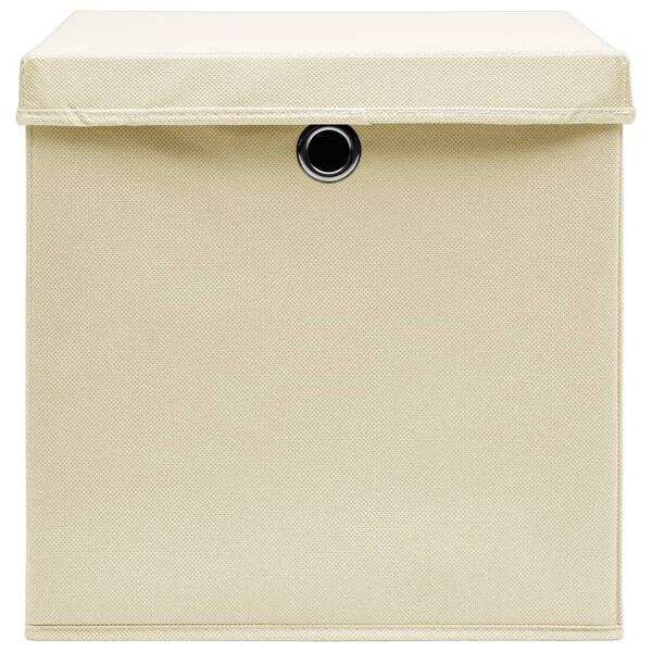 vidaXL Aufbewahrungsboxen mit Deckeln 4 Stk. 28x28x28 cm Creme