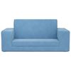 vidaXL Kinder-Schlafsofa 2-Sitzer Blau Weicher Pl&uuml;sch