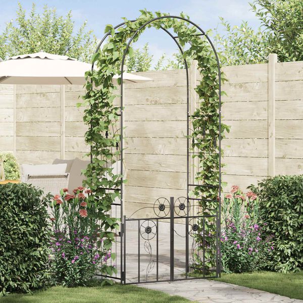 vidaXL Gartenbogen mit Schloss Schwarz 102 x 50 x 218 cm