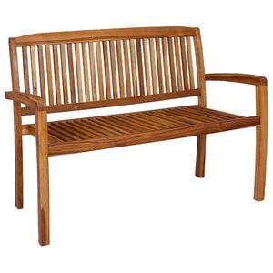 vidaXL Gartenbank 2-Sitzer Stapelbar 120 cm Massivholz Teak